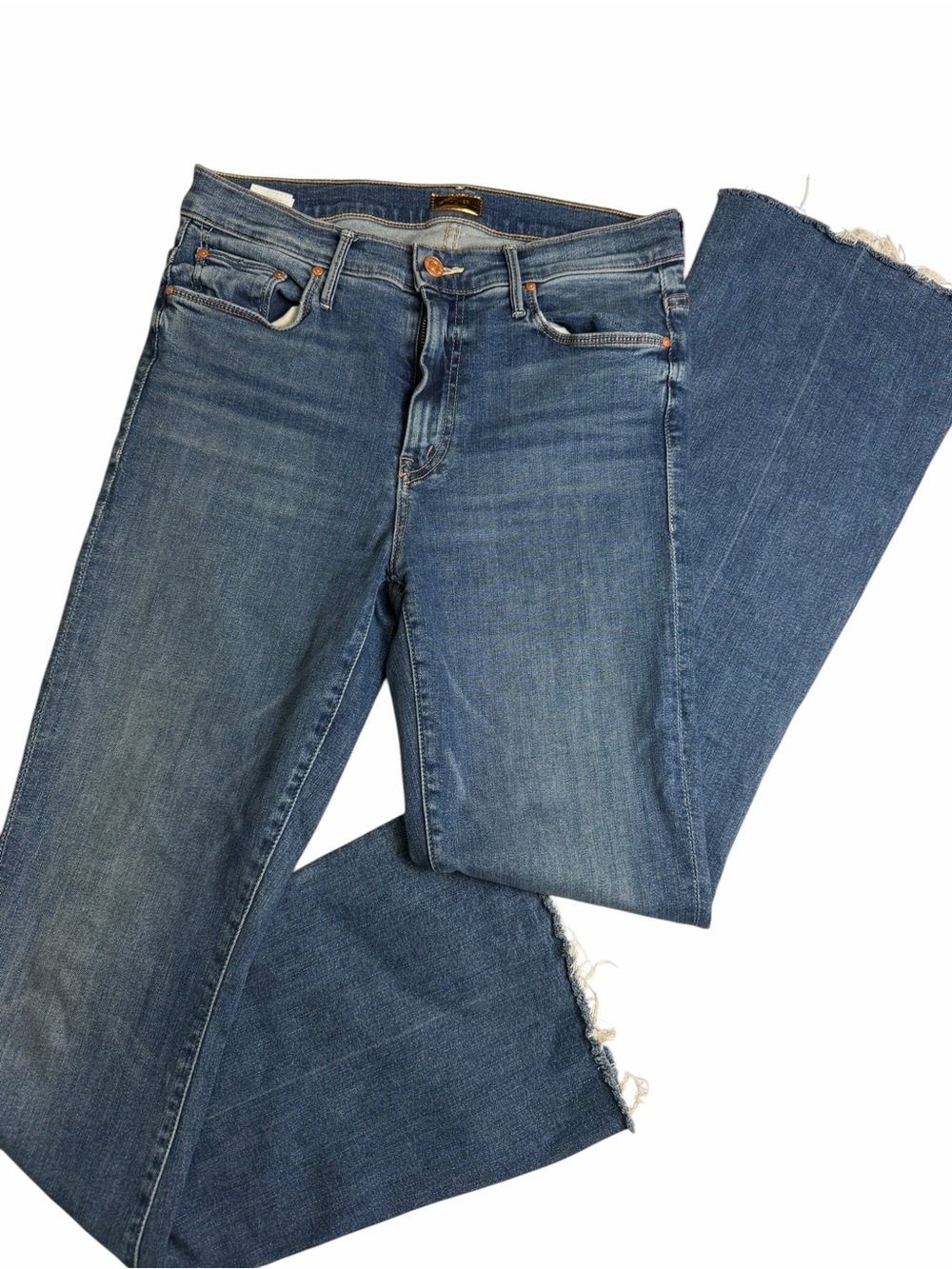Mother weekender fray walking on coals flared high waisted jeans size 29 - Picture 2 of 8
